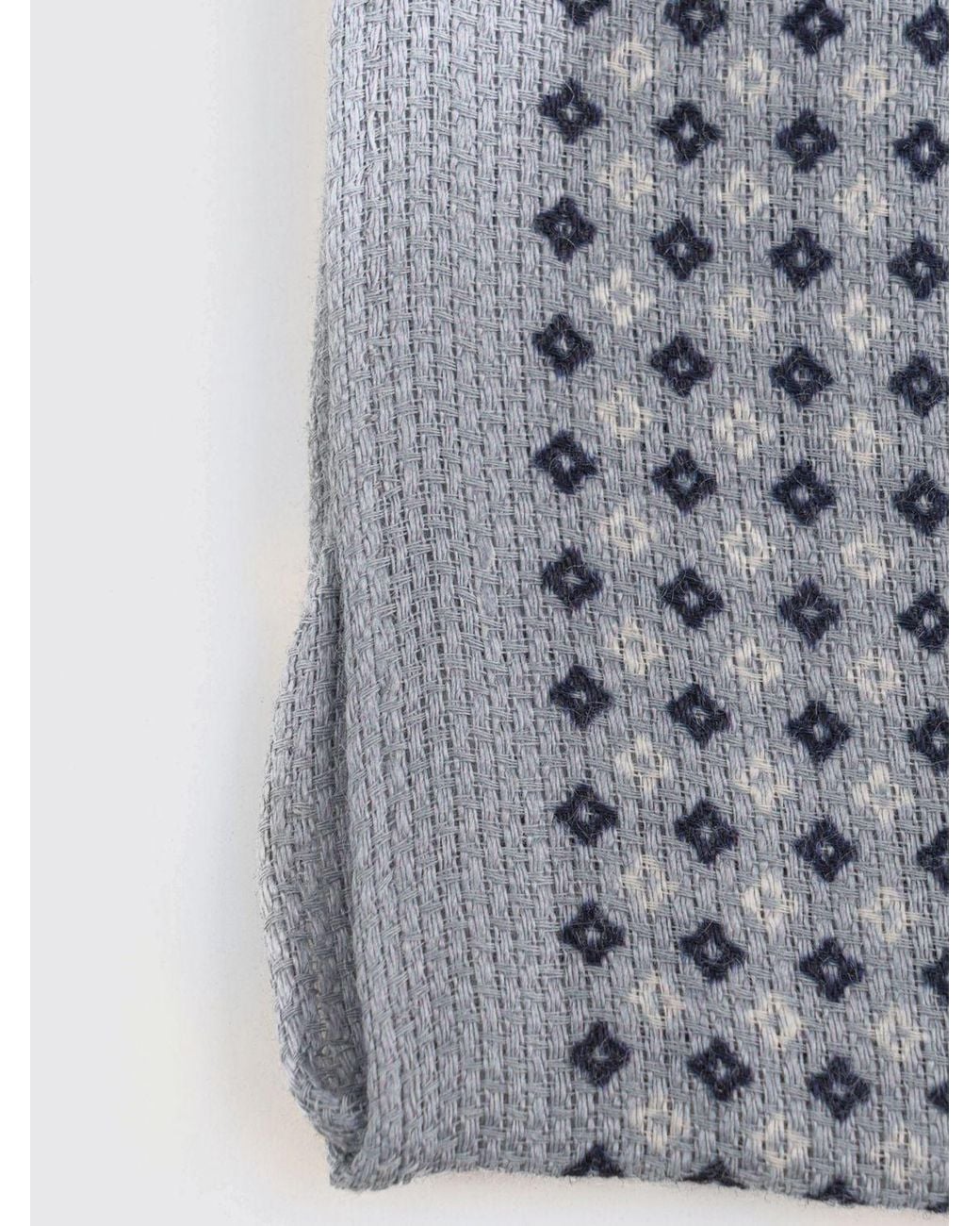 Boss Gray Linen And Cotton Pocket Square With Geometric Print for men