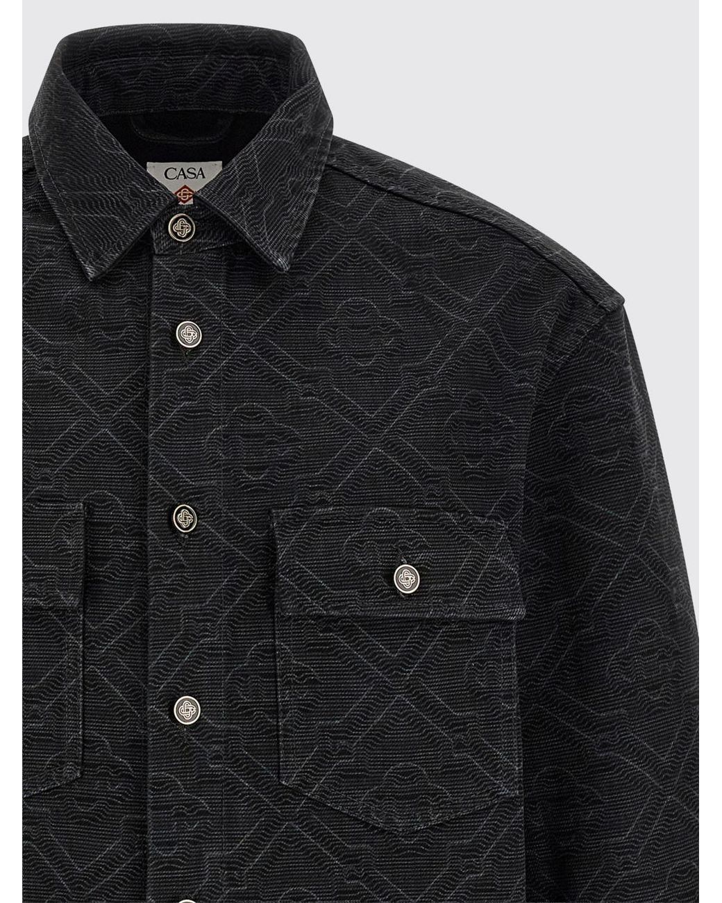 Casablanca Black Monogram Cotton Denim Shirt for men