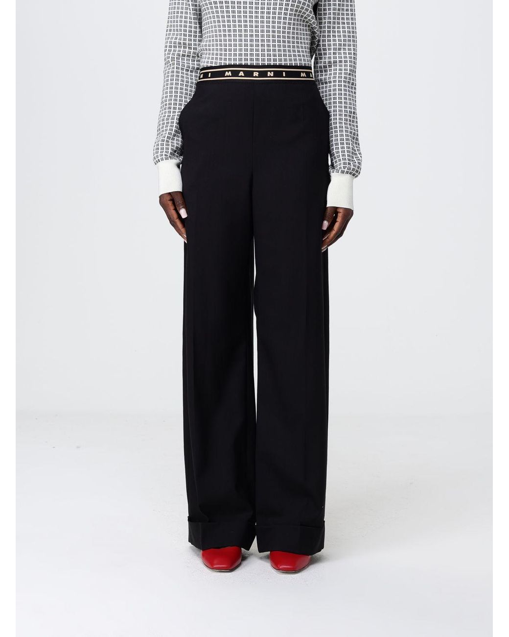 Marni Black Virgin Wool Palazzo Trousers