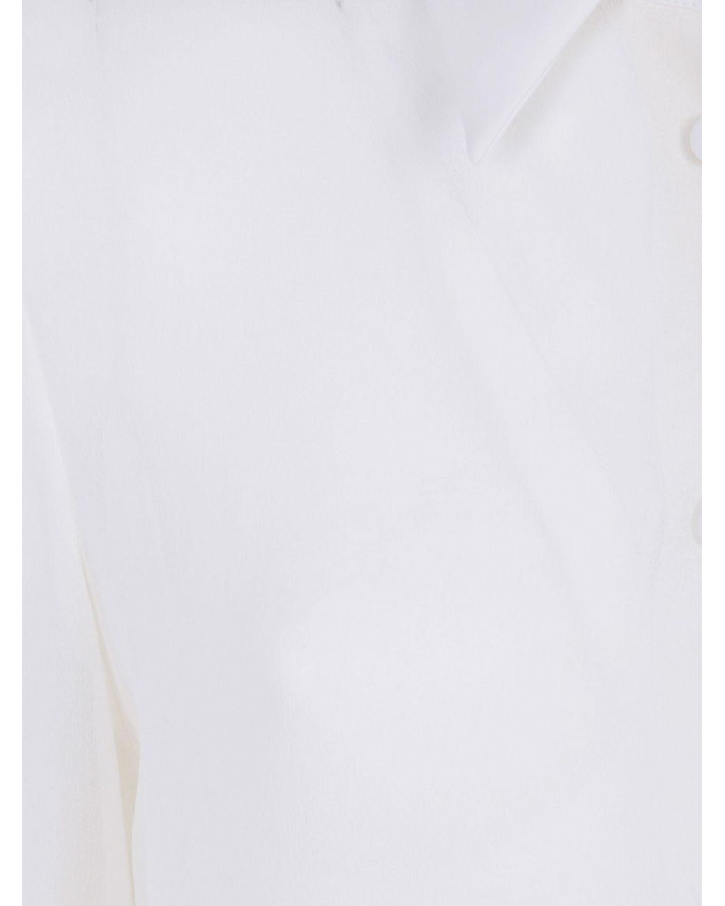 Semicouture White Silk And Acetate Blend Slim Fit Shirt With Classic Collar