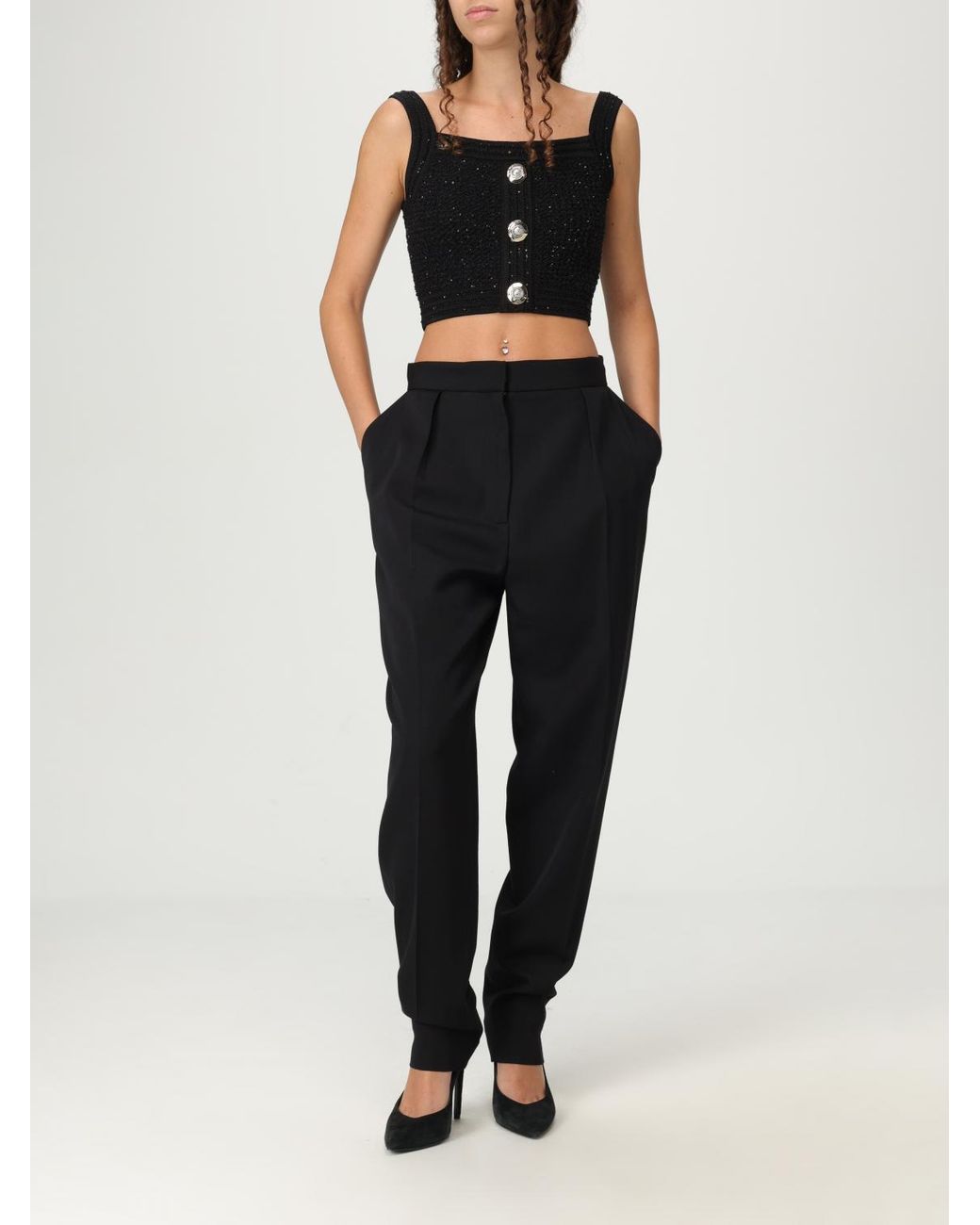 Top Cropped di Balmain in Black