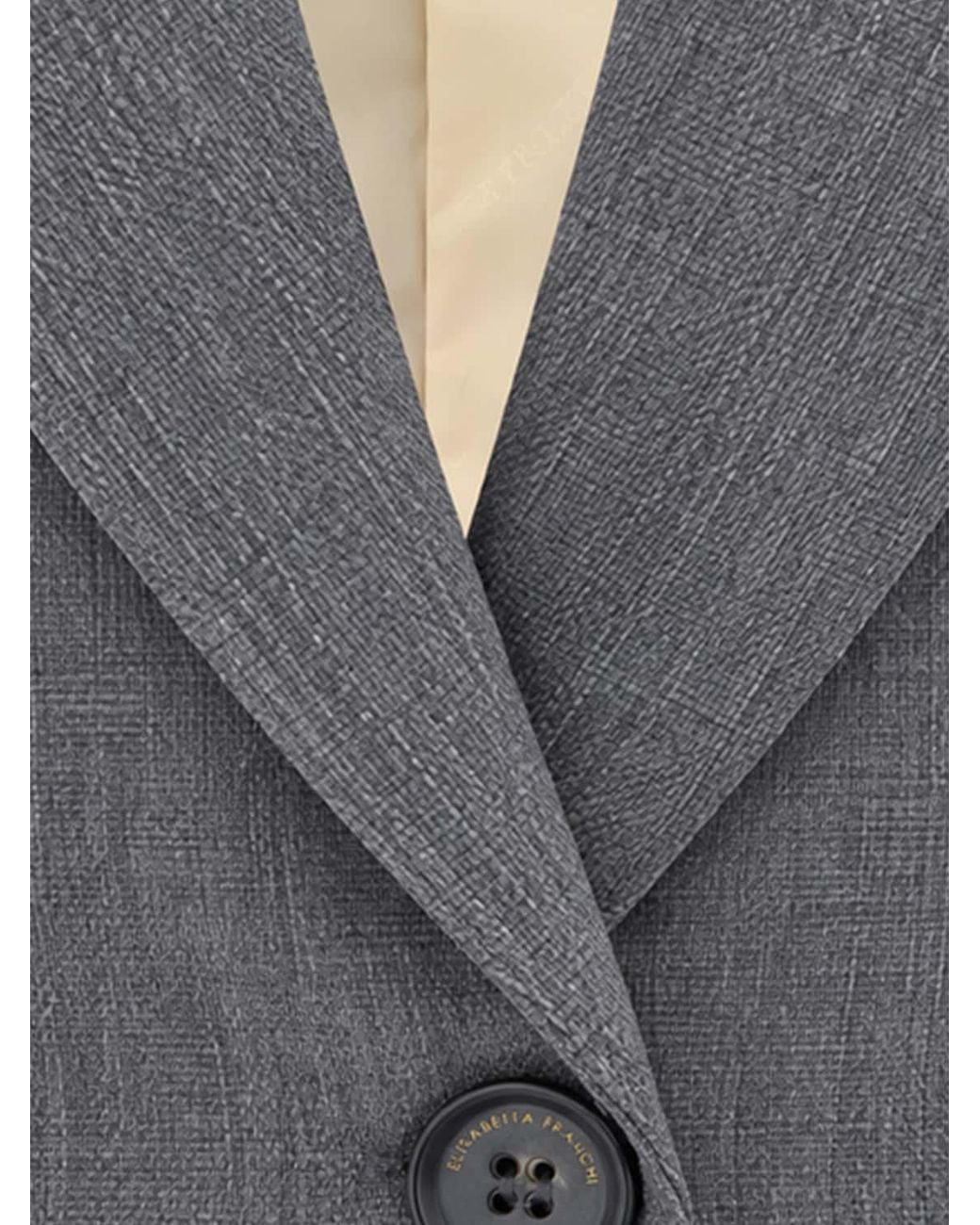 Elisabetta Franchi Blue Cropped Single-Breasted Virgin Wool Blazer With Peak Lapels