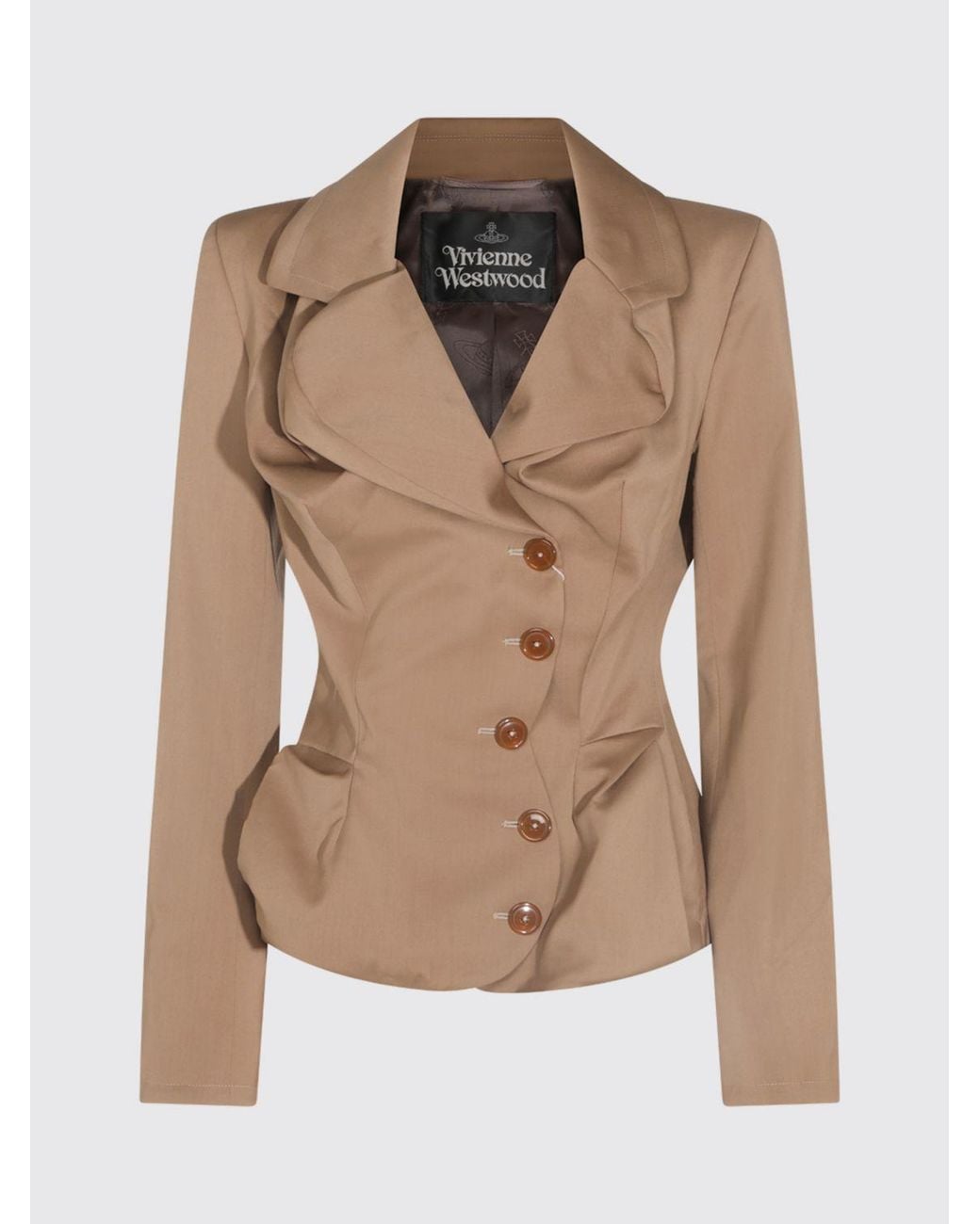 Vivienne Westwood White Short Double-Breasted Draped Wool Blazer