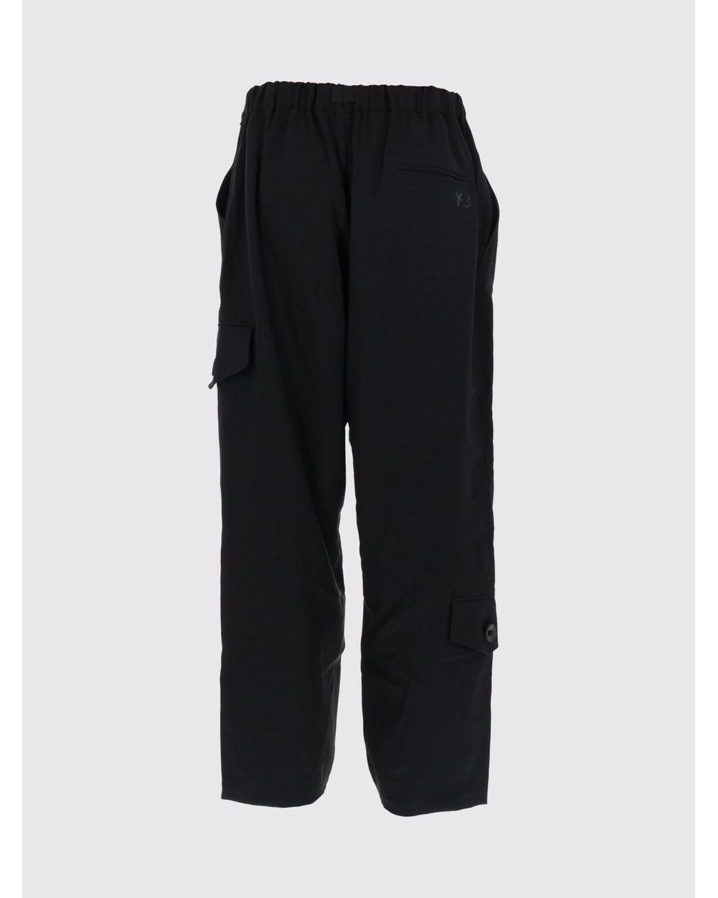 Y-3 Black Wide-Leg Crêpe Cargo Trousers With Drawstring Waist for men