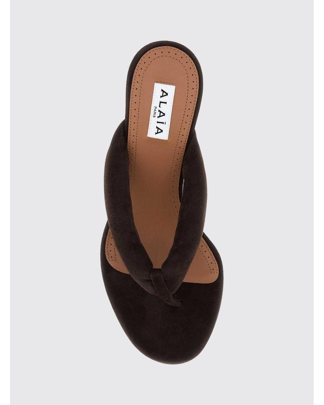 Alaïa Brown Suede Thong Mule Sandals With Stiletto Heel