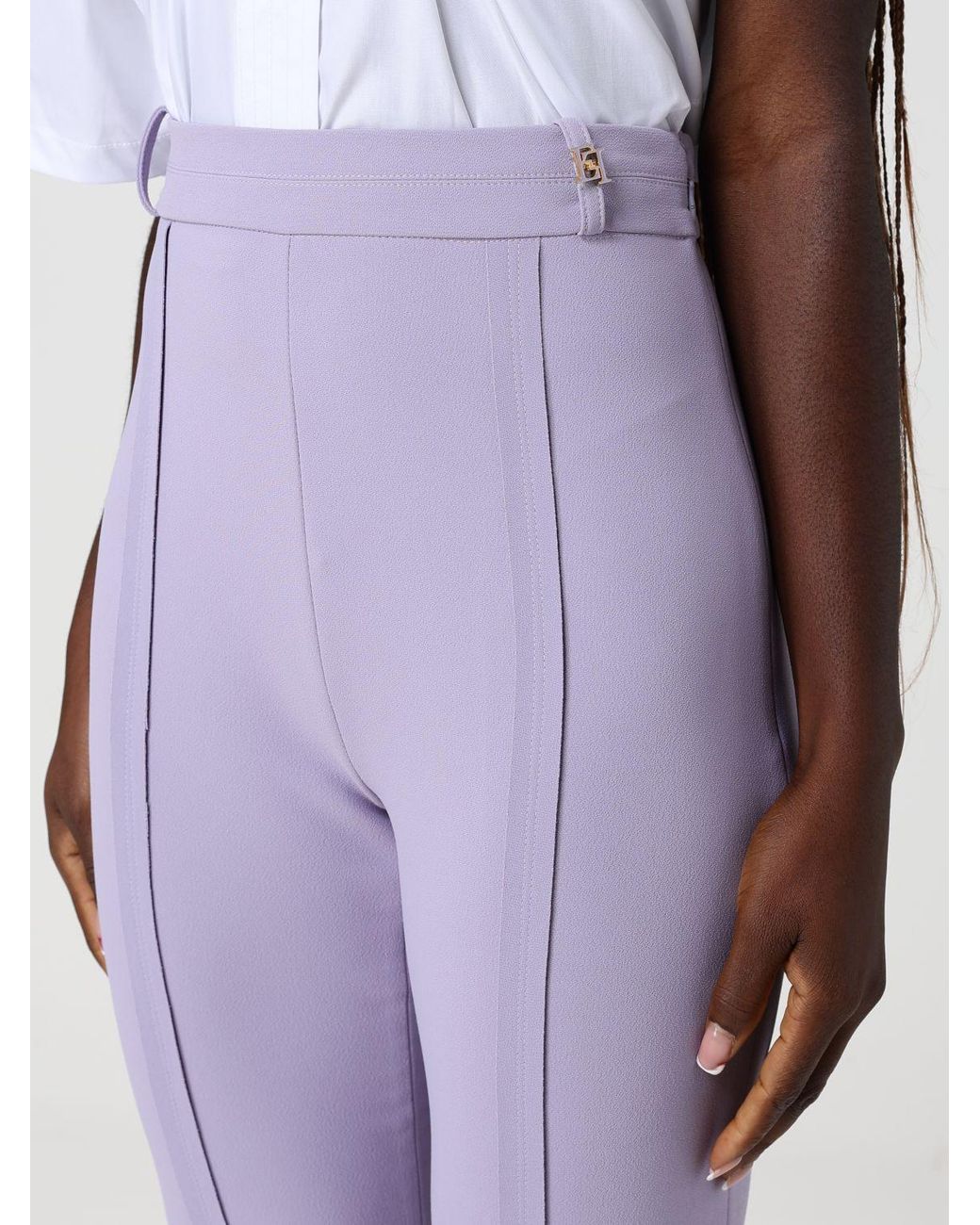 Elisabetta Franchi Purple Crepe Trousers