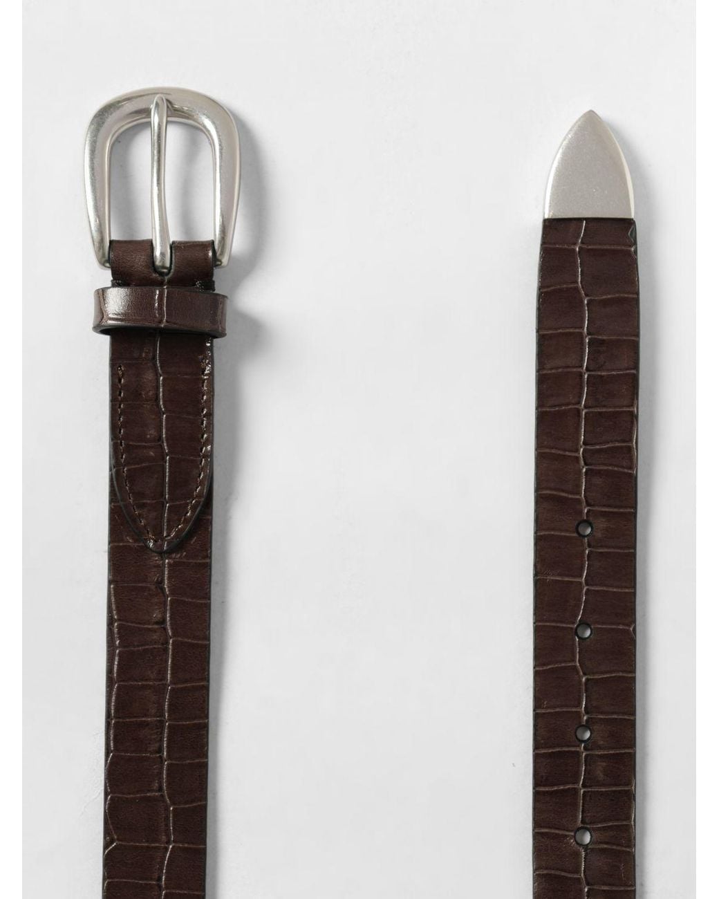 Paul Smith Brown Crocodile Print Leather Belt for men