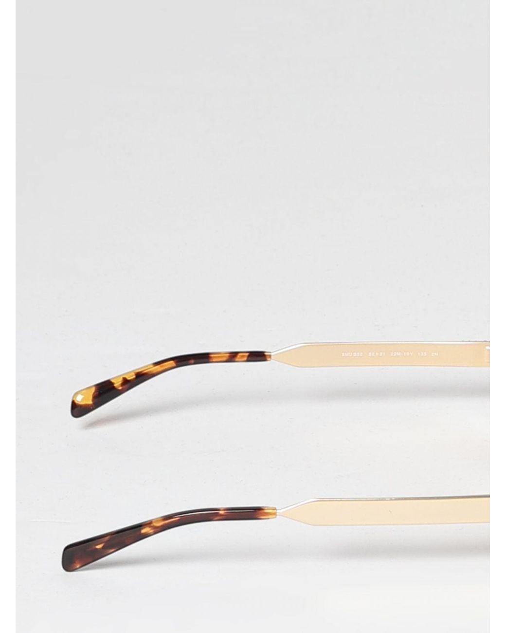 Miu Miu Natural Aviator Metal Sunglasses With Double Bridge And Tortoiseshell Temples