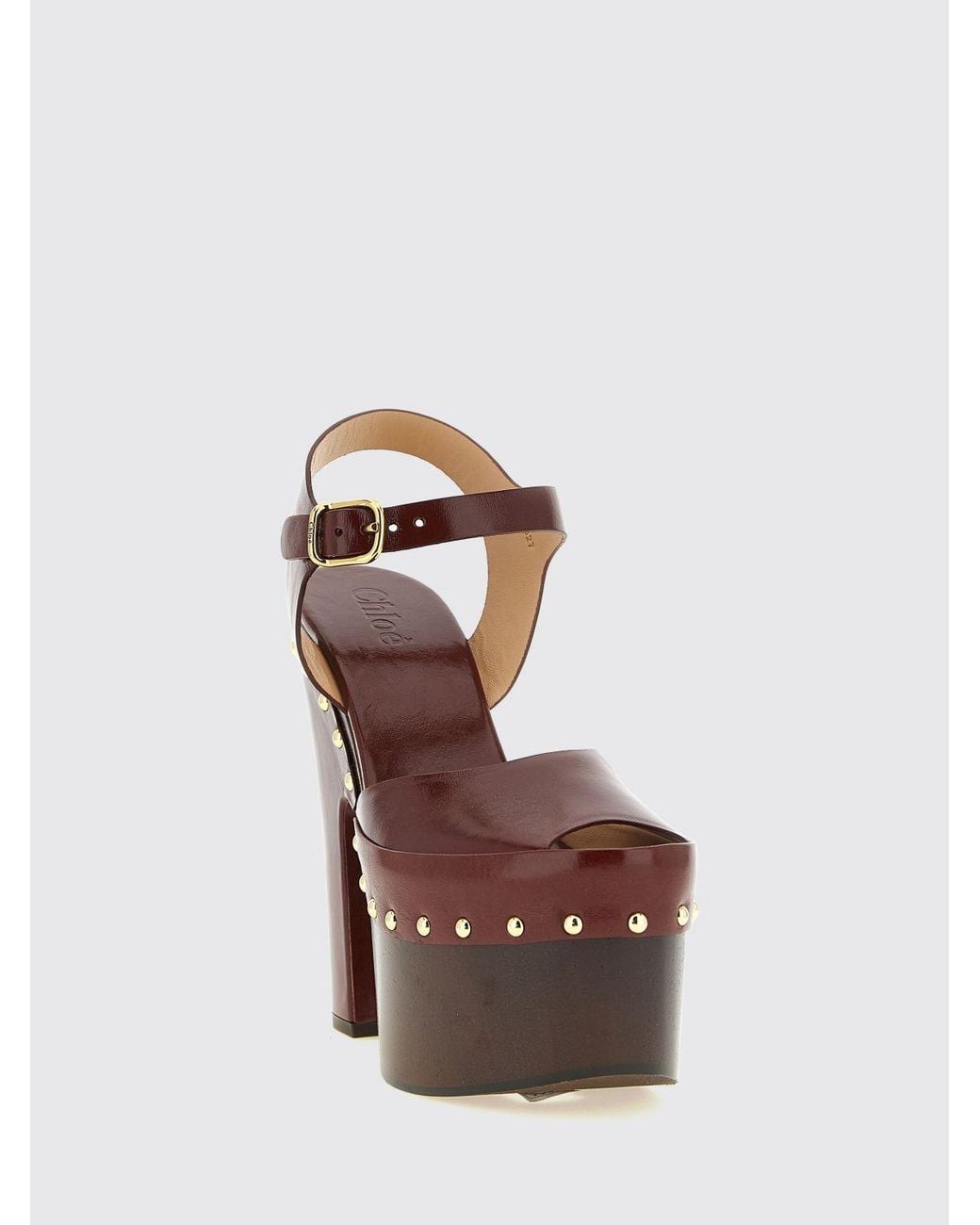 Chloé Brown ChloÉ Meret High-Heel Calfskin Leather Sandals With Platform And Strap