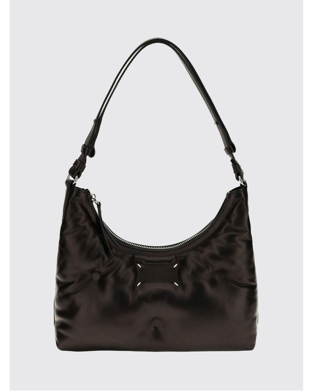 Maison Margiela Black Glam Slam Matelassé Leather Shoulder Bag With Numeric Logo