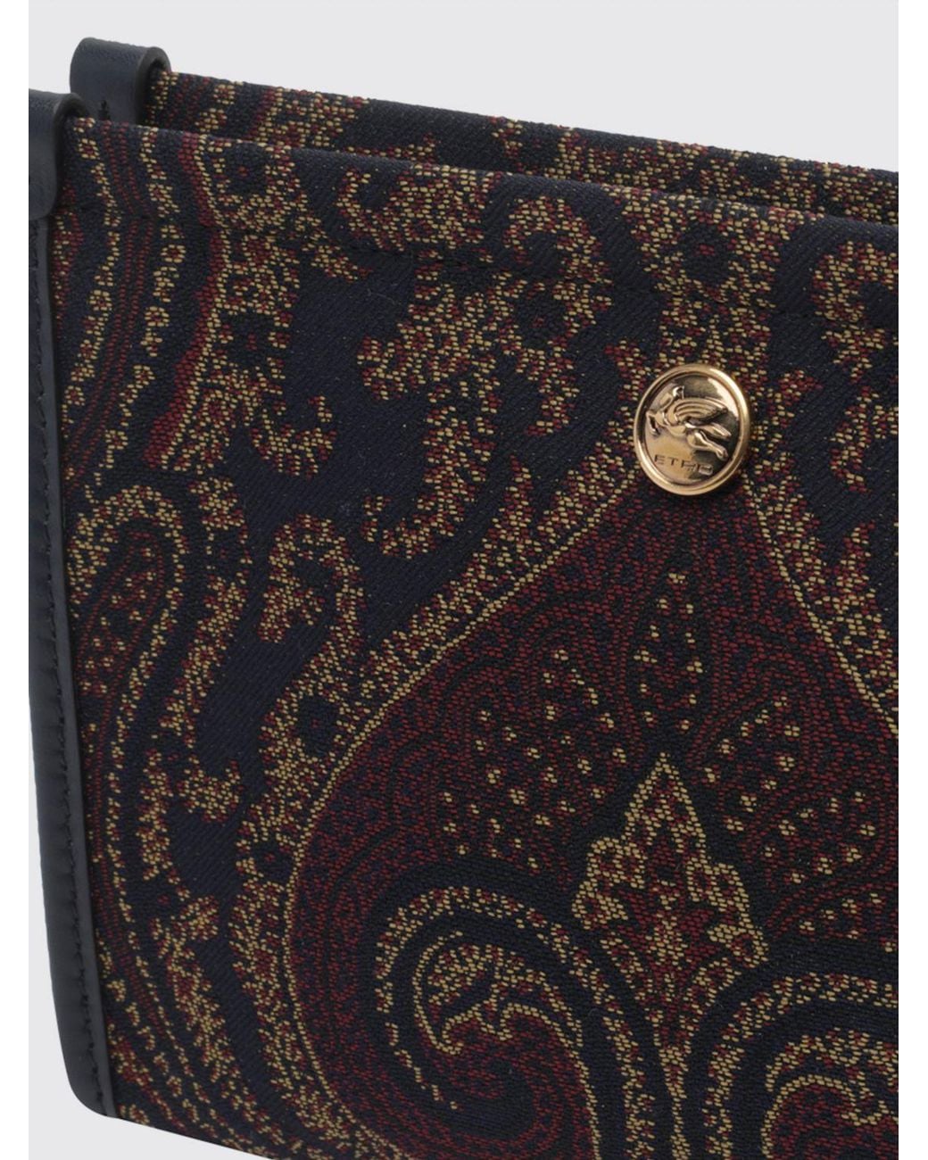 Etro Black Paisley Jacquard Fabric Mini Handbag With Pegaso Logo