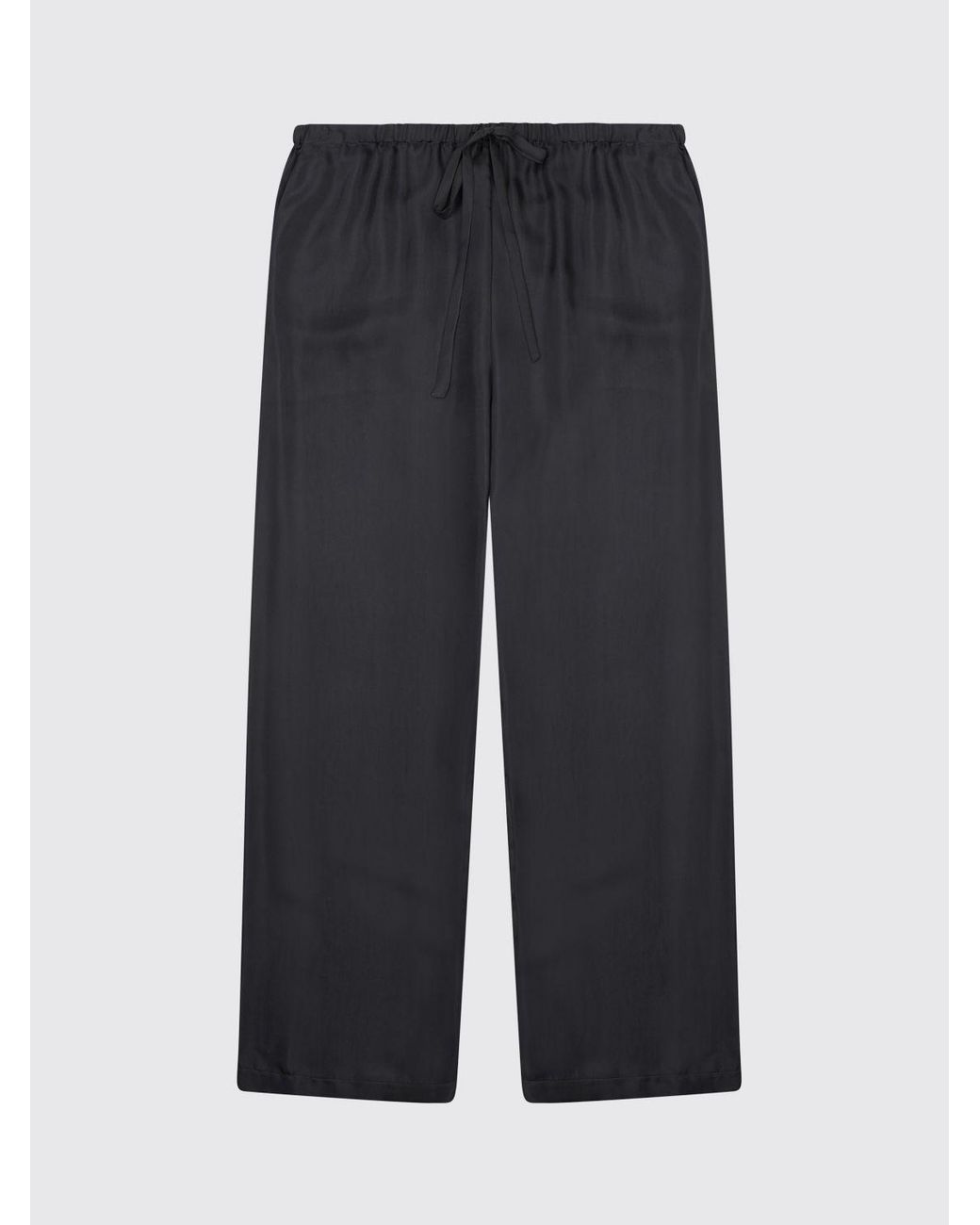 Alysi Black Straight Silk Trousers With Drawstring Waist