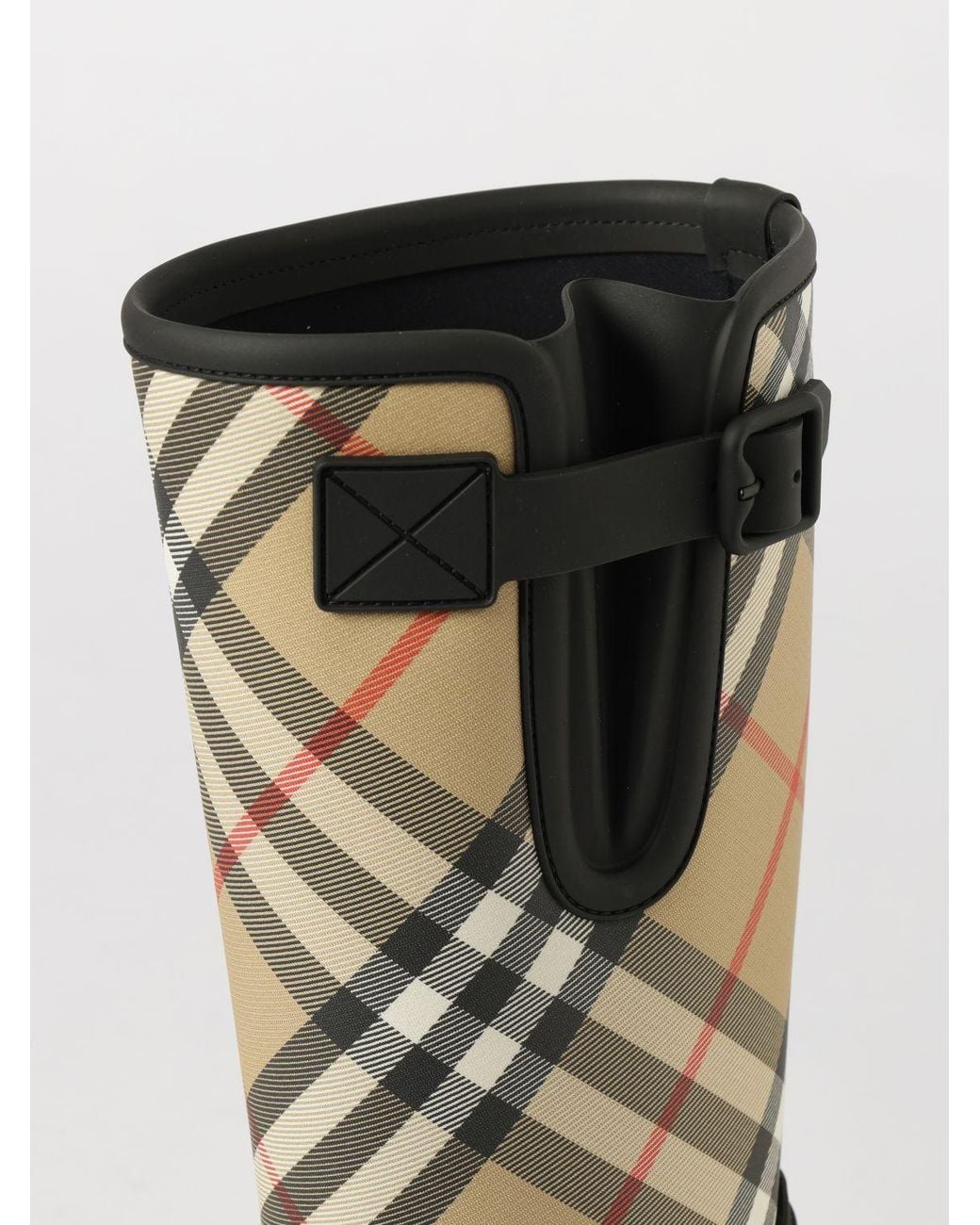 Burberry Black Vintage Check Rubber Rain Boots
