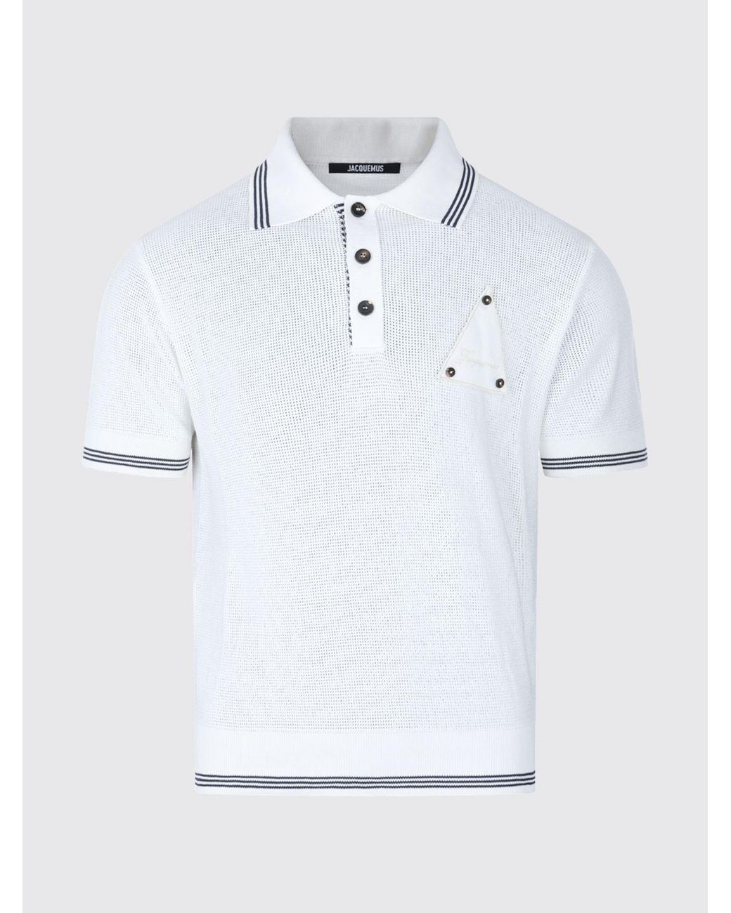 Jacquemus White Voilier Short-Sleeve Cotton Polo Shirt With French Collar for men