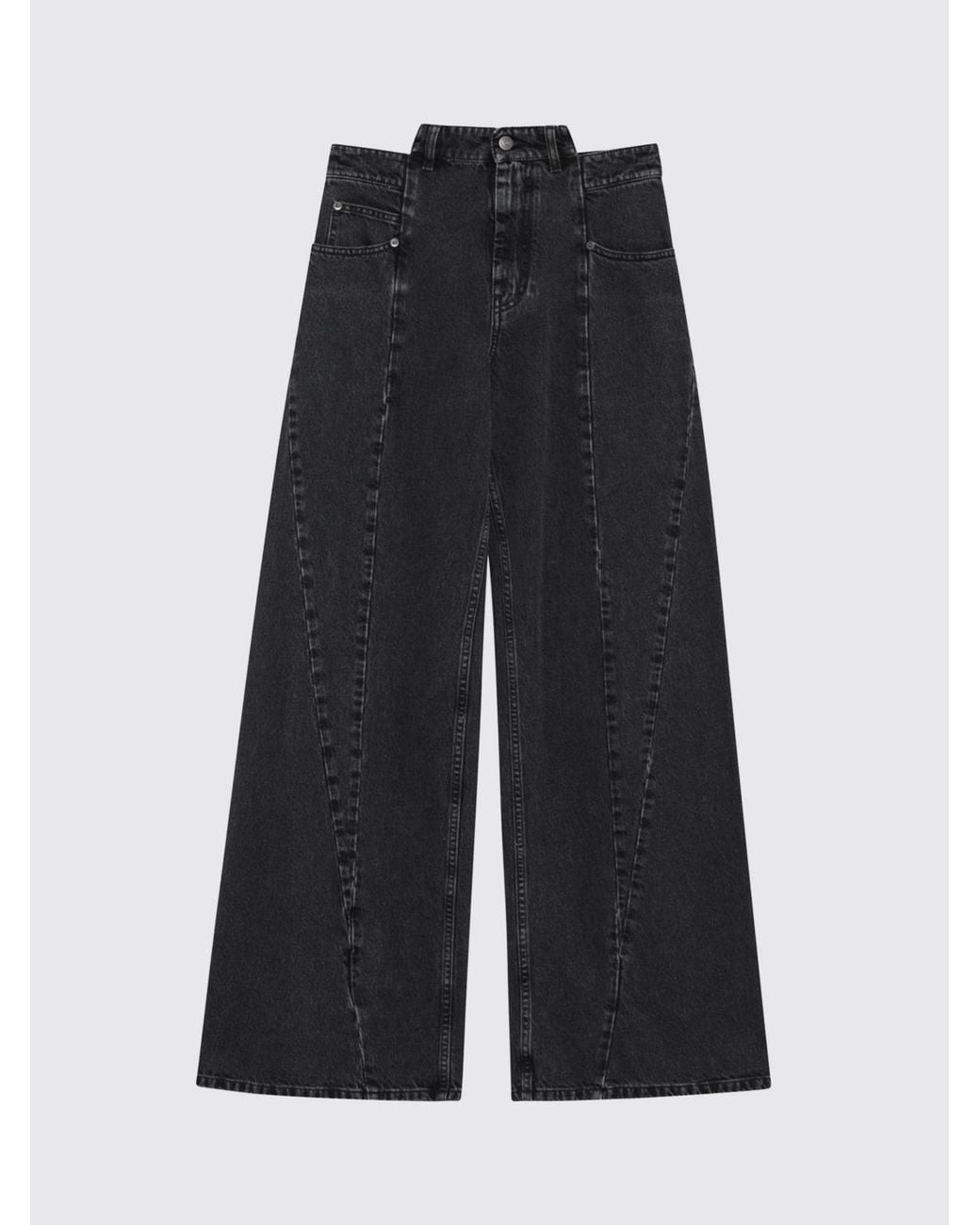 Maison Margiela Black Mid-Rise Wide Leg Denim Jeans With Four Stitches