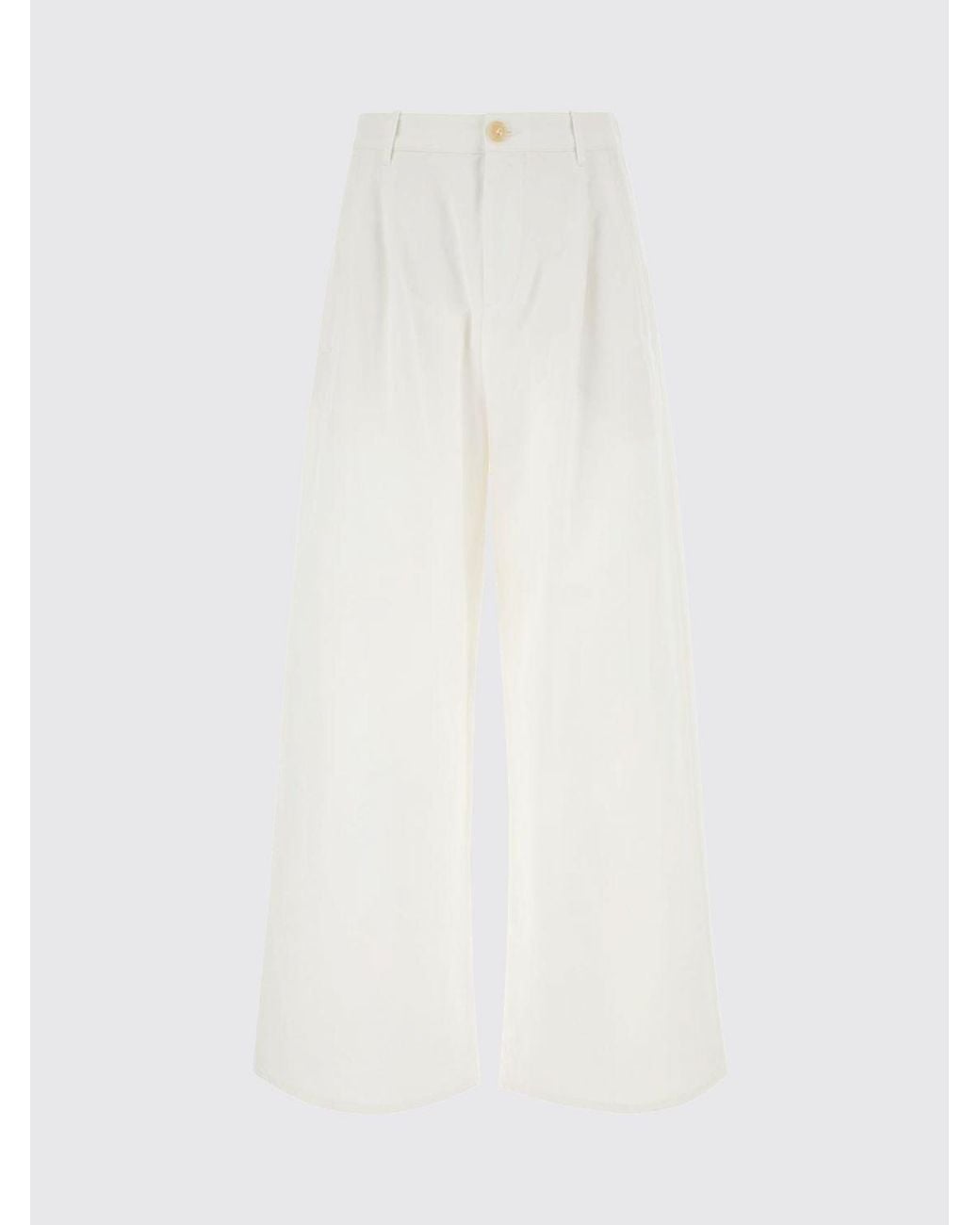 Jil Sander White High-Waisted Pleated Wide-Leg Cotton Shorts