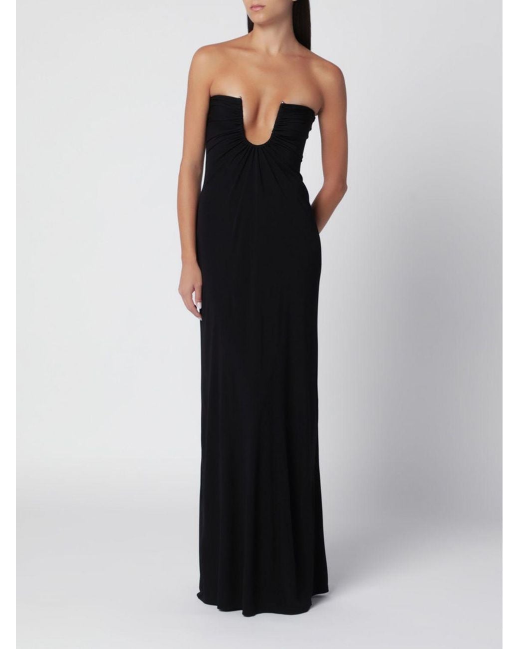 Christopher Esber Black Strapless Straight-Neckline Long Jersey Gown