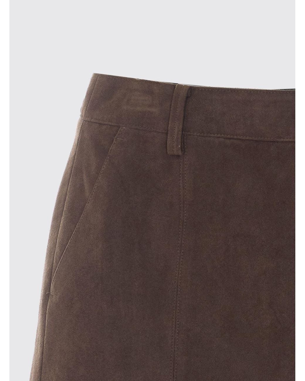DUNST Brown High-Waisted Suede-Effect Technical Fabric Pencil Mini Skirt