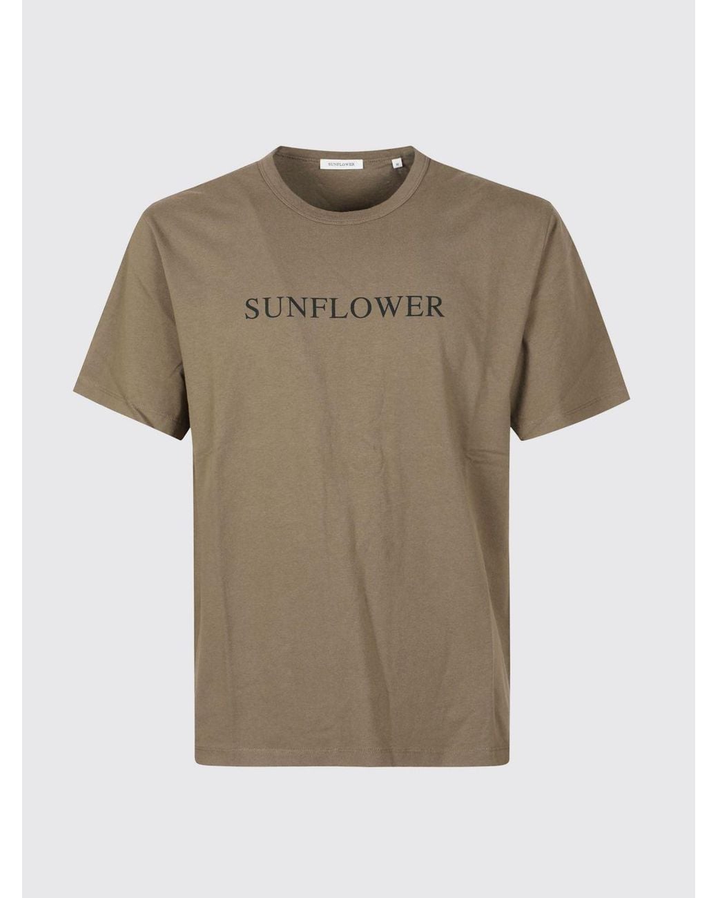 sunflower Green Contrast Logo Cotton Crewneck T-Shirt for men
