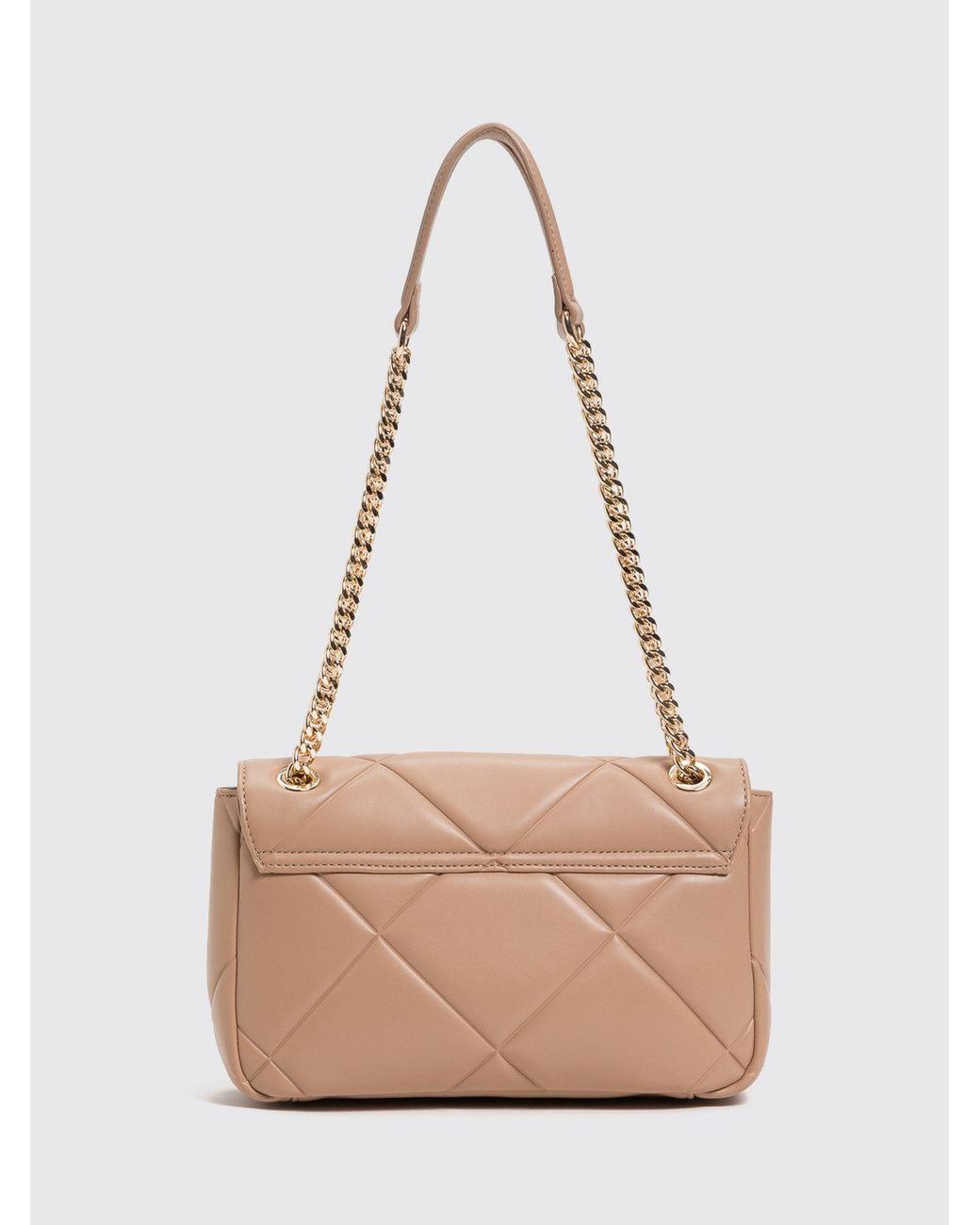 Twinset Natural Quilted Synthetic Leather Crossbody Bag With Flap Closure
