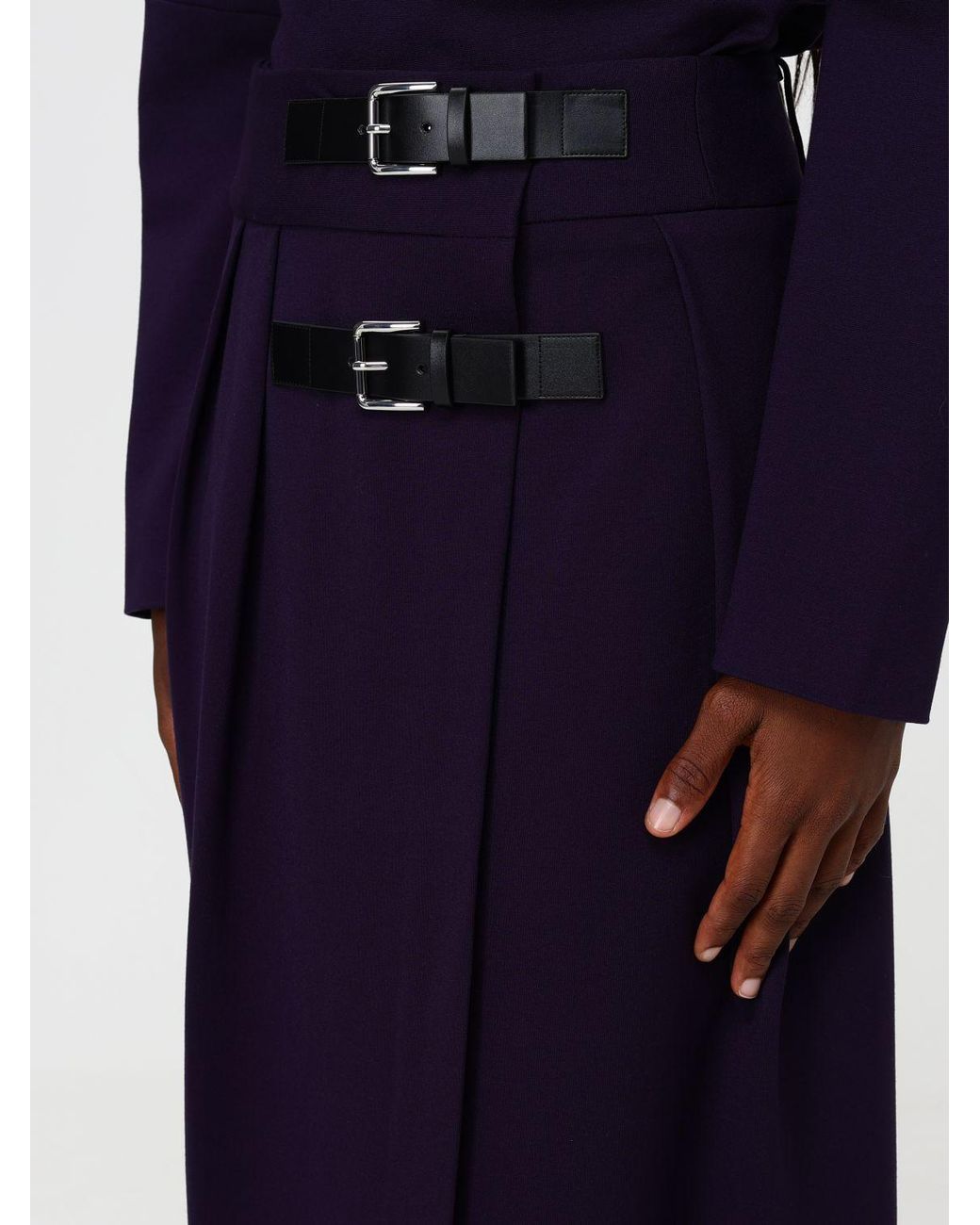 Liviana Conti Blue Claire High-Waisted Crêpe Wrap Midi Skirt