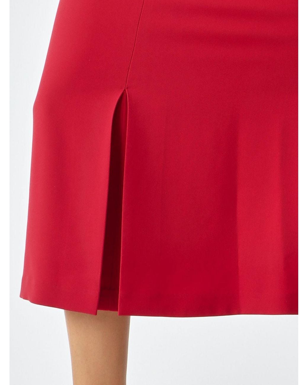Twinset Red Crêpe Midi Sheath Dress With Halter Neck And Off-The-Shoulder Design