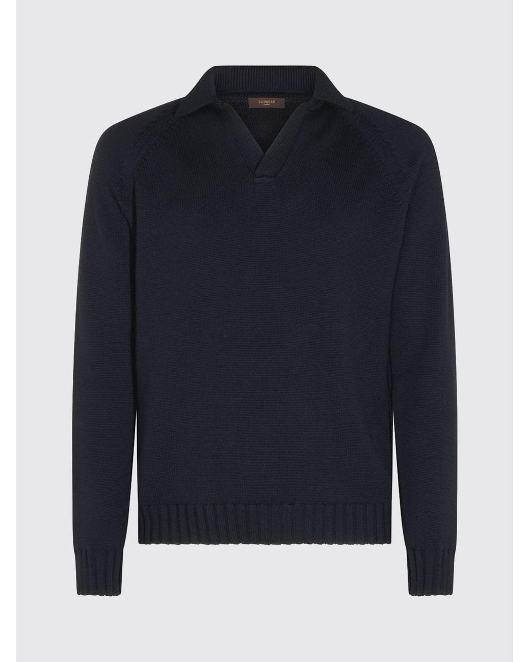 Zanone Blue Knit Polo Jumper for men