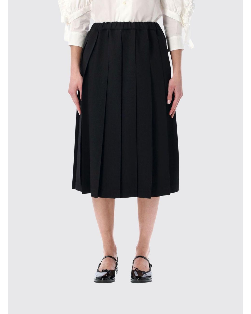 Comme des Garçons Black Comme Des GarÇ Ons Pleated Crêpe Midi Skirt With High Elasticated Waist