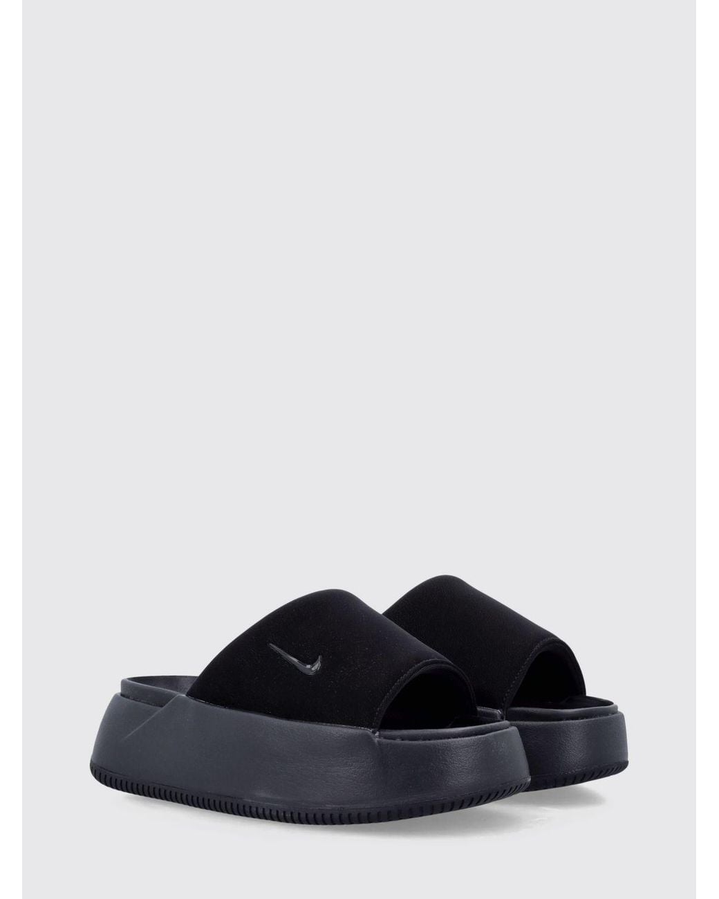 Nike Blue Calm Elevation Rubber And Neoprene Wedge Mules With A Platform Sole