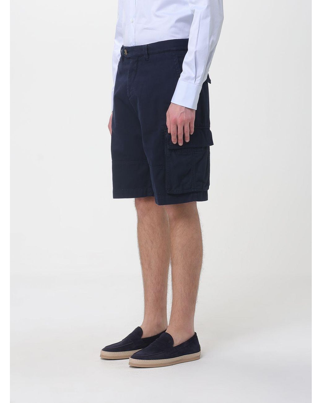 Brunello Cucinelli Blue Cotton Cargo Shorts for men