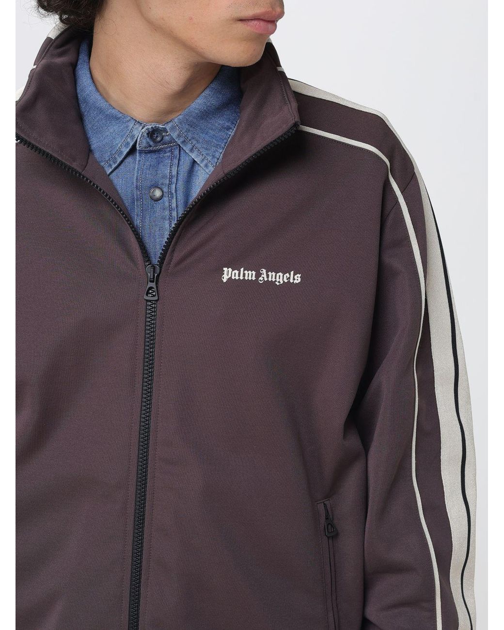 Palm Angels Purple Polyester Hoodie With Logo for men