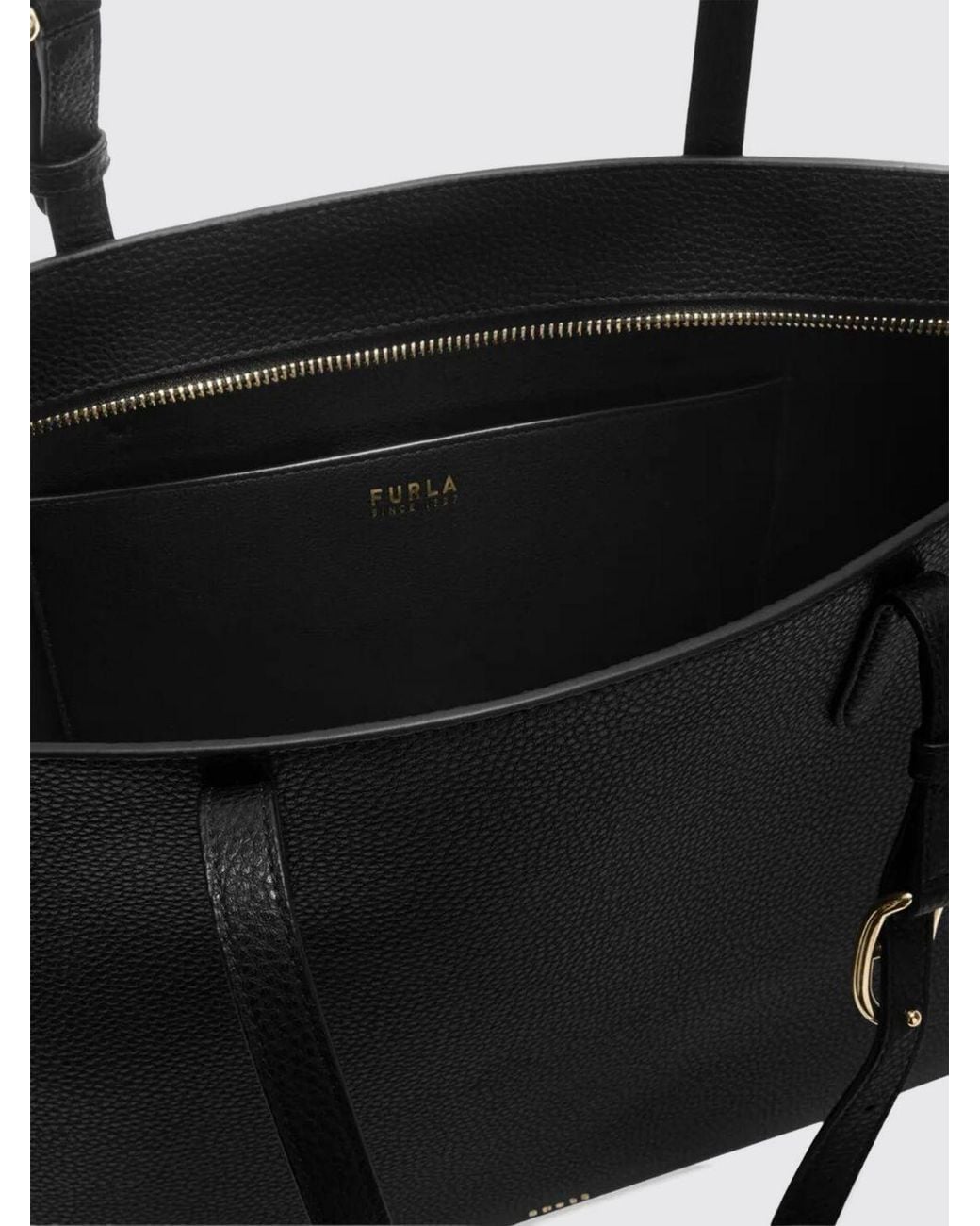 Furla Black Ava Grained Leather Tote Bag