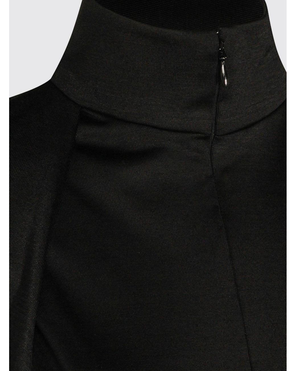 Alaïa Black Pure Wool Jumpsuit With High Neck And Ruched Shoulders