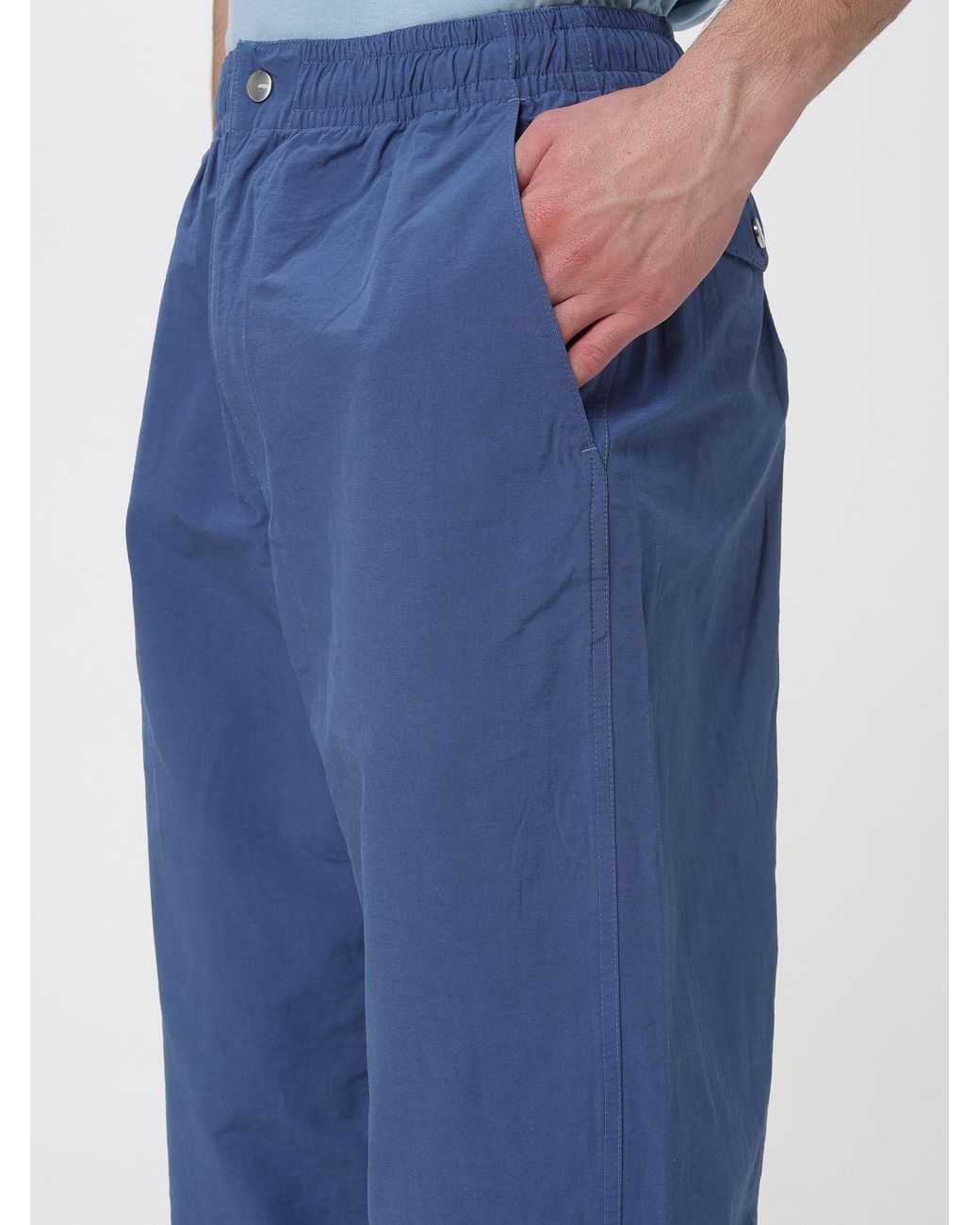Autry Blue Stretch Technical Fabric Baggy Pants for men