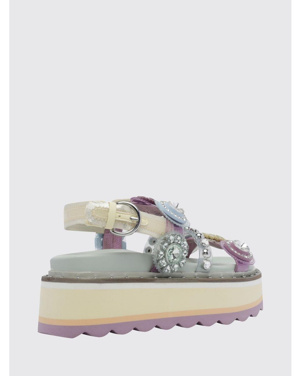 Kurt Geiger White Slingback Platform Sandals With Rhinestone Application