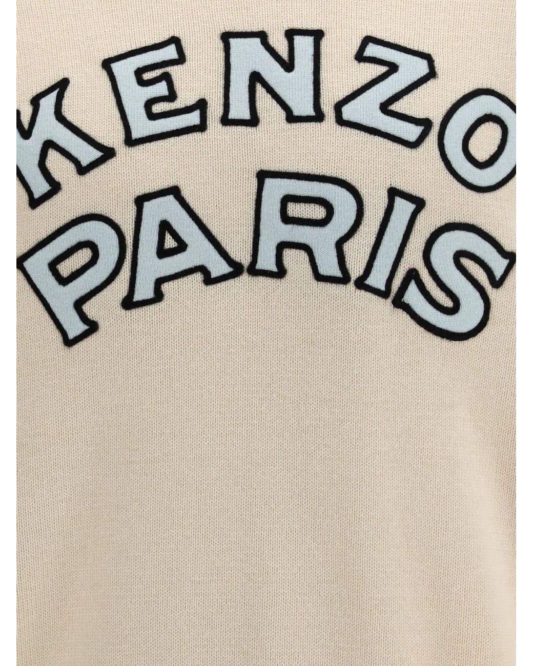 KENZO Blue Merino Wool Crew Neck Jumper With Jacquard Logo for men
