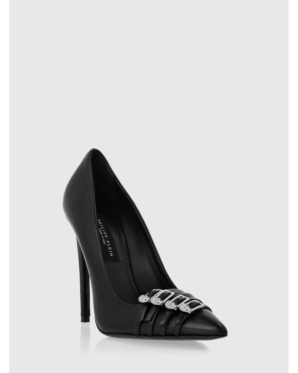 Philipp Plein Black Nappa Leather Pumps With Stiletto Heel And Skull Application
