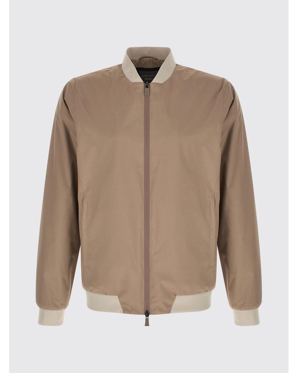 Herno Natural Technical Polyester Bomber Jacket With Ribbed-Knit Collar And Cuffs for men