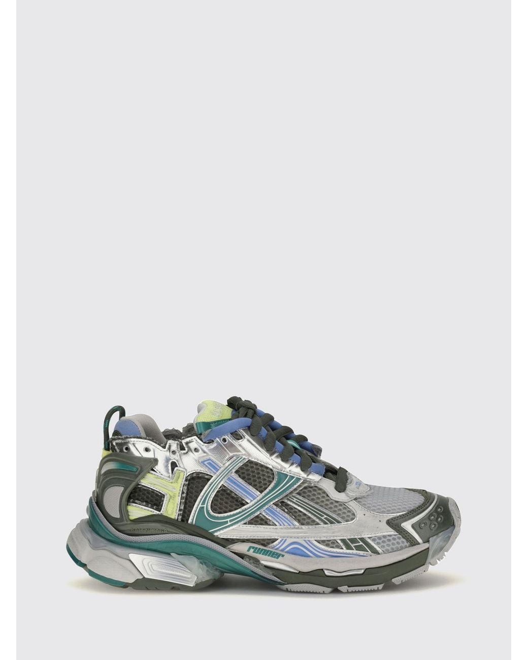 Balenciaga Gray Low-Top Mesh Sneakers With Lettering Logo And Rubber Sole for men
