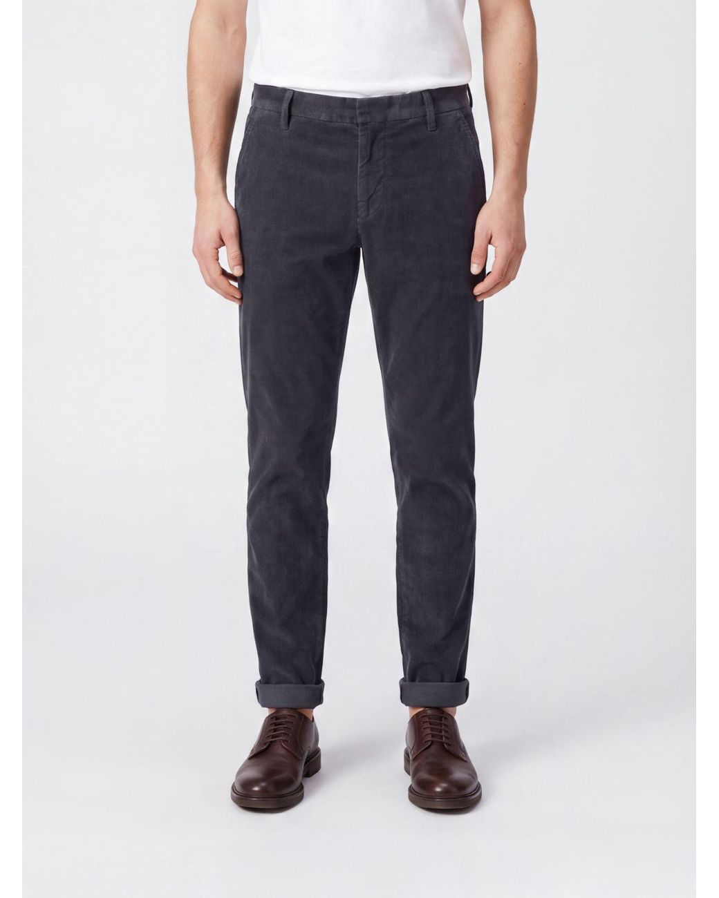 Dondup Blue Gaubert Slim Fit Corduroy Chino Trousers for men