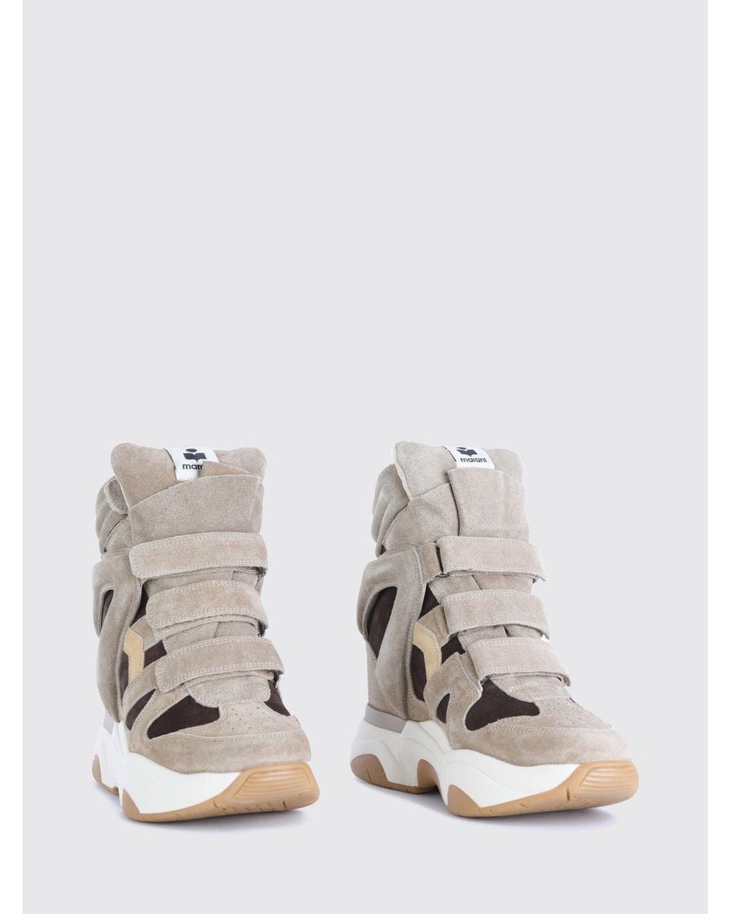 Isabel Marant Natural Balskee High-Top Suede Wedge Sneakers