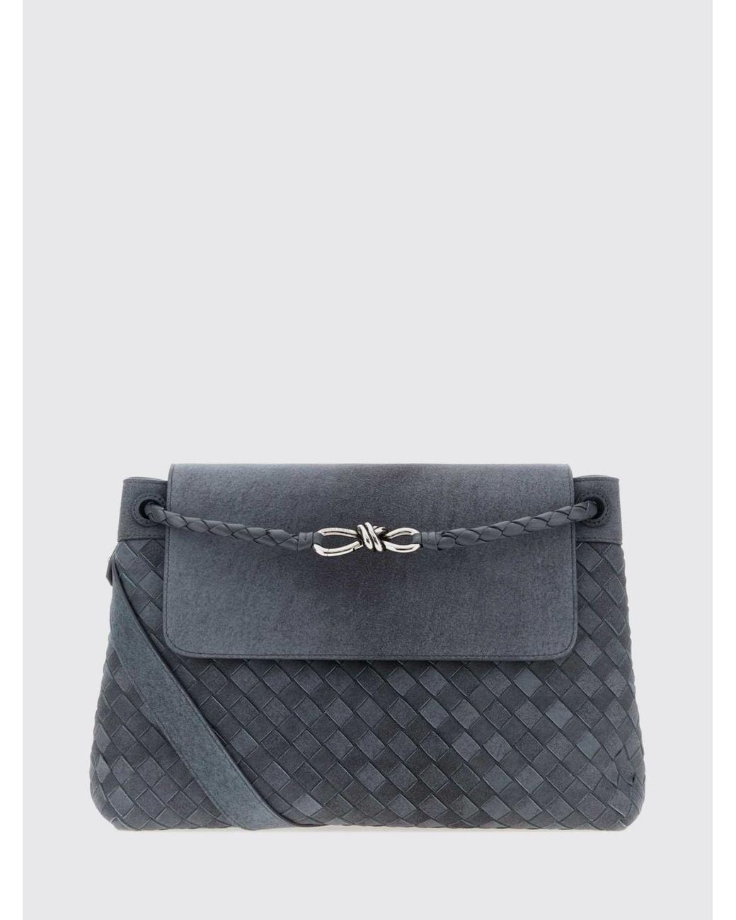 Bottega Veneta Gray Andiamo Intrecciato Suede Lambskin Messenger Bag for men