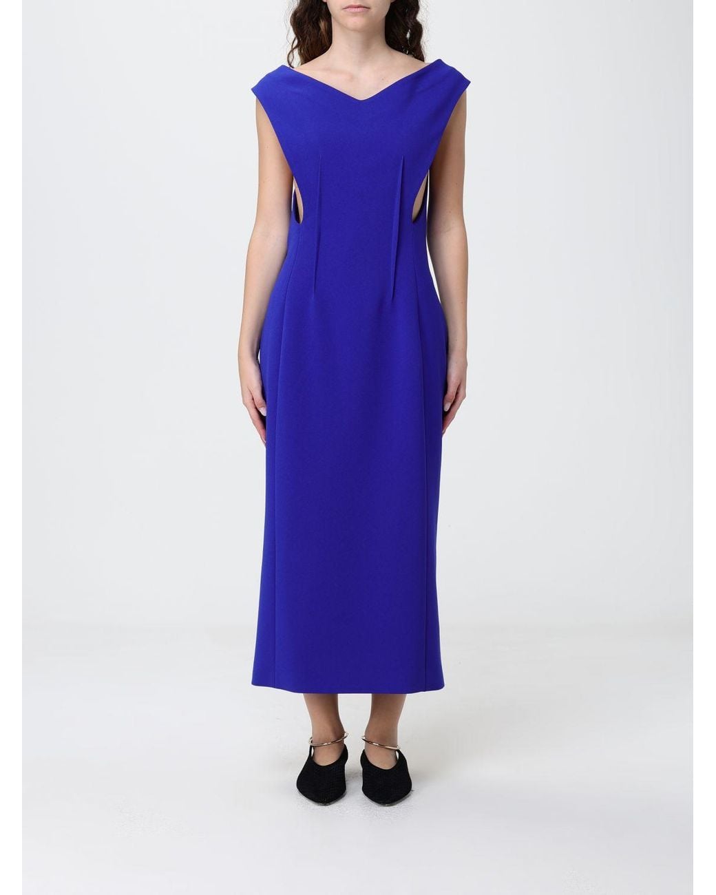 Jil Sander Blue Technical Crêpe Midi Dress