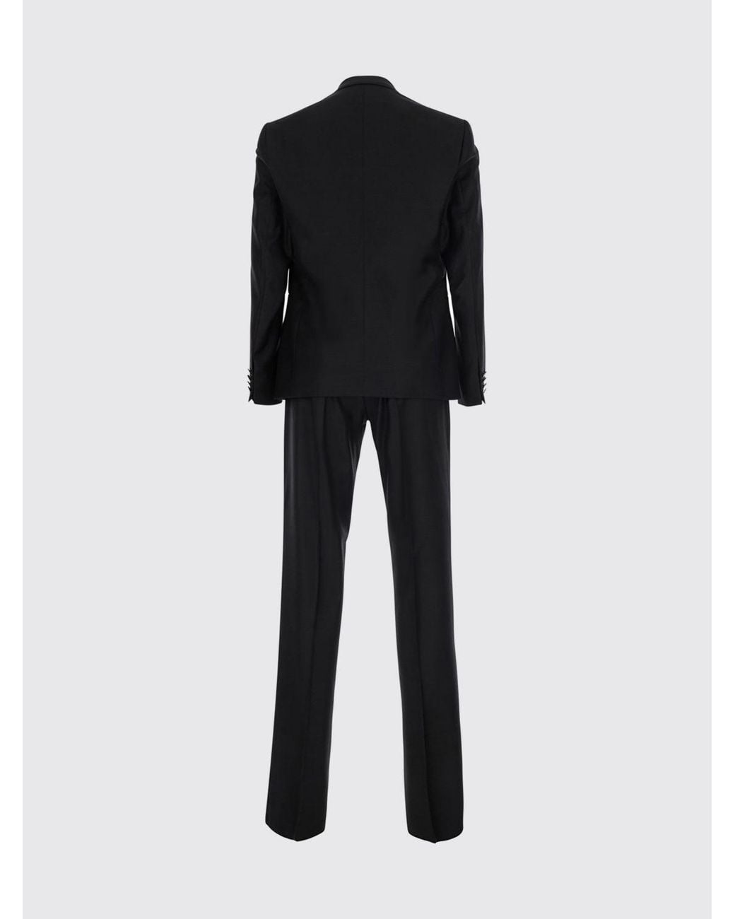 Emporio Armani Black Double-Breasted Wool And Silk Blend Suit For Ceremonies With Classic Lapels for men