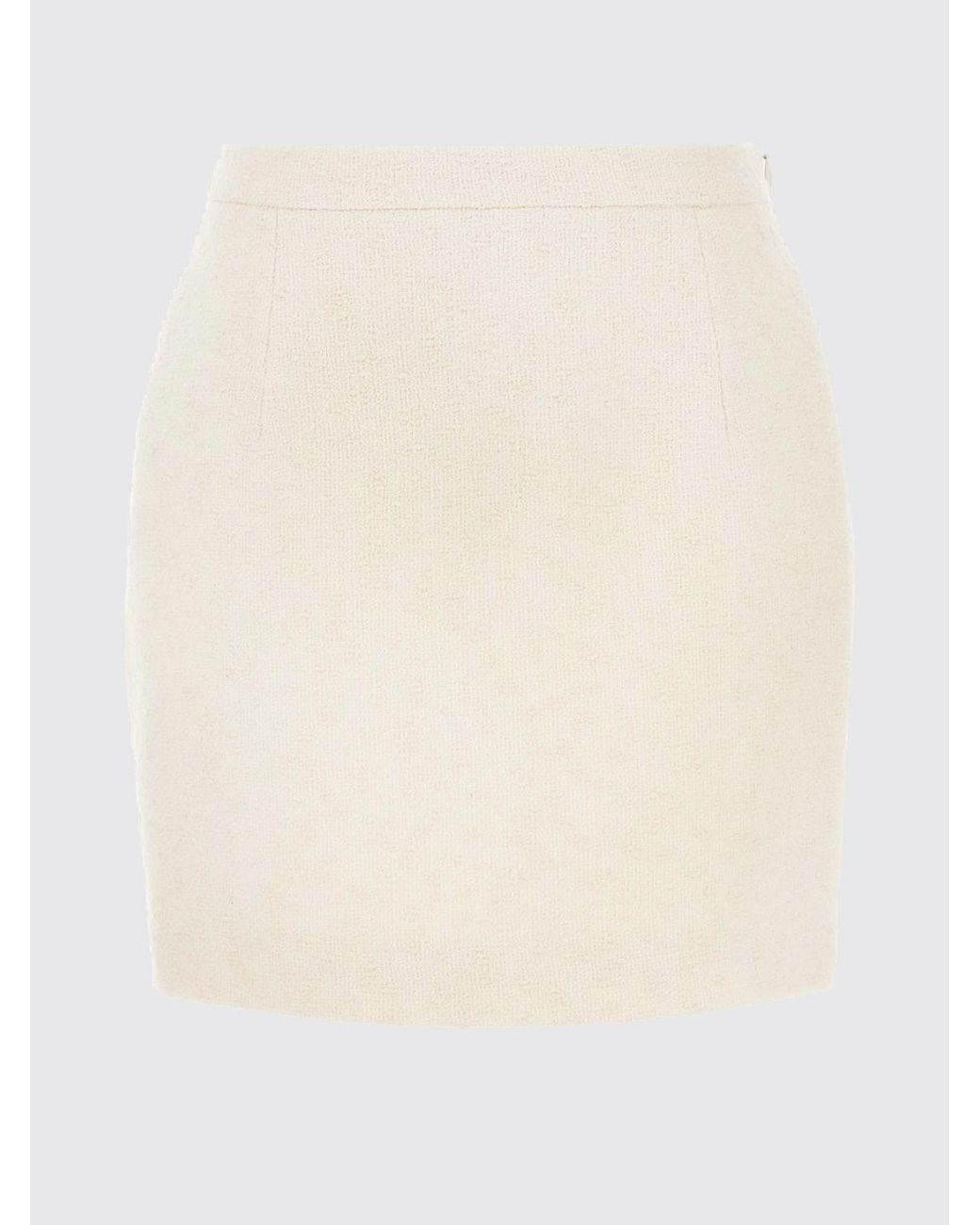 Alessandra Rich White High-Waisted Slim Fit Pencil Mini Skirt