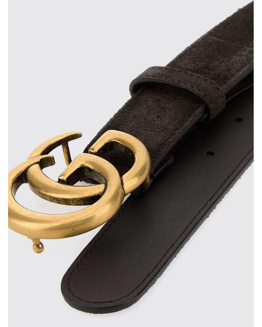 Gucci White Suede Belt With Gg Monogram Buckle for men