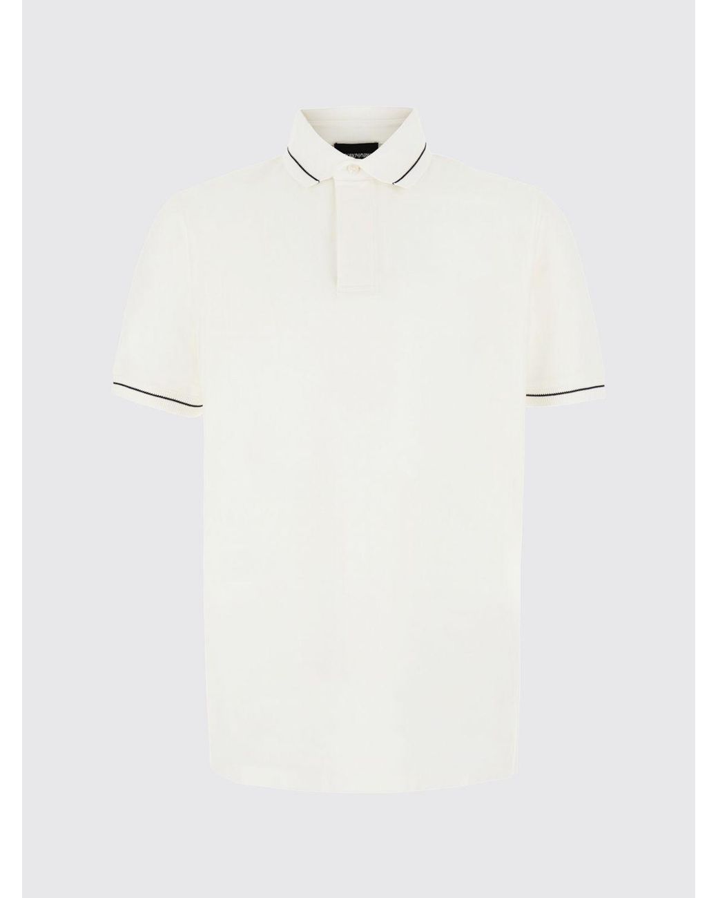Emporio Armani White Slim Fit Cotton Polo Shirt With Contrast Trims for men