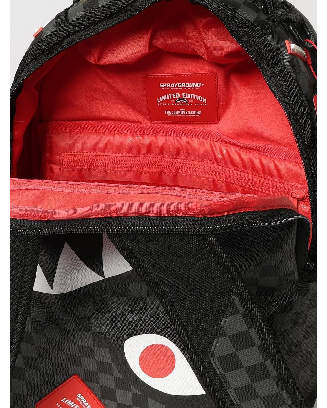 Sprayground Black Bag Done Wrong Backpack With Check Print And Shark Logo for men
