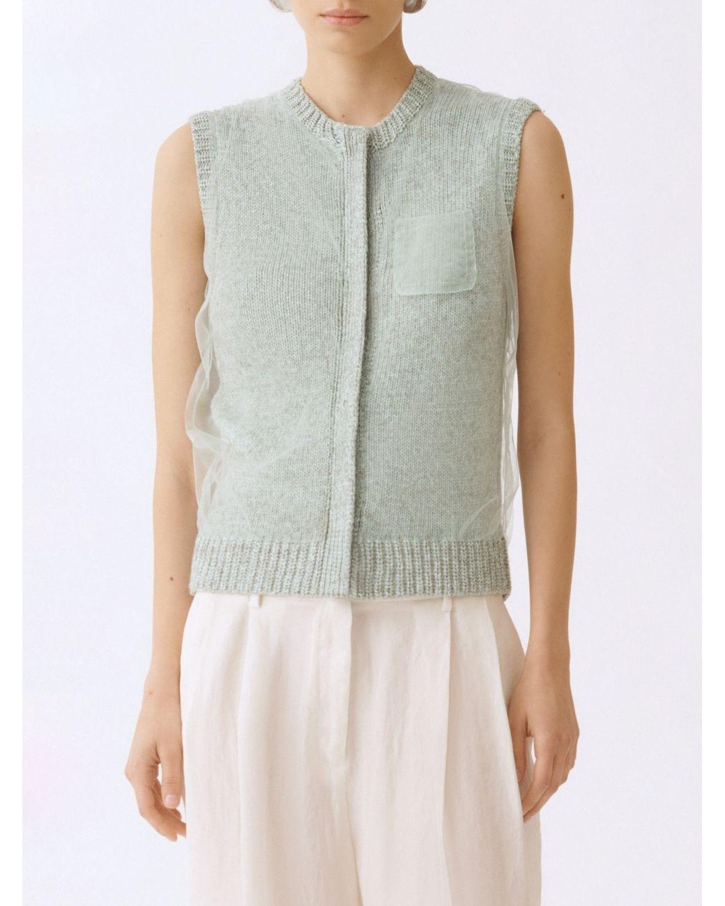Fabiana Filippi Blue Wool And Cotton Knit Vest