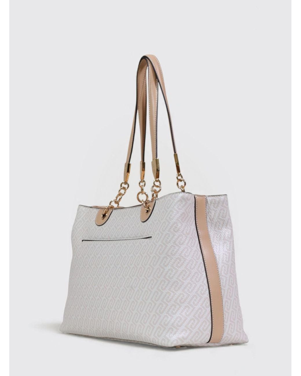 Liu Jo White Grained Faux Leather Bag With All Over Monogram